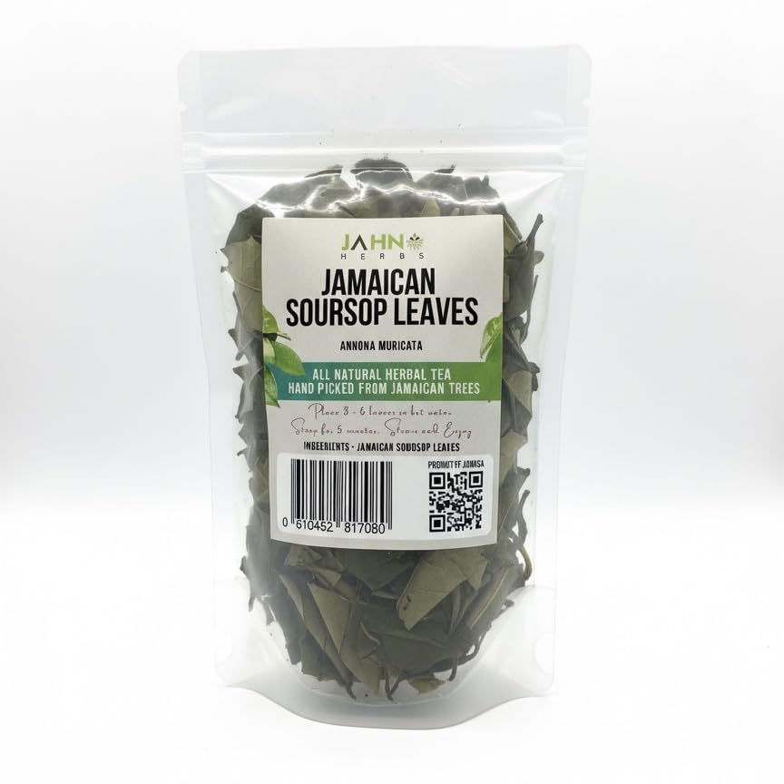 Jamaican Soursop Leaves (Annona muricata) 1 oz, Organic, Dried, Guanabana, Graviola Loose Leaf Tea, Origin: Jamaica