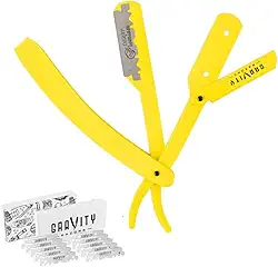 Navalha reta profissional - Kit de lâmina reta de exposição mínima com 10 lâminas premium de gravidade, 0,5 mm expostas ("The OG")