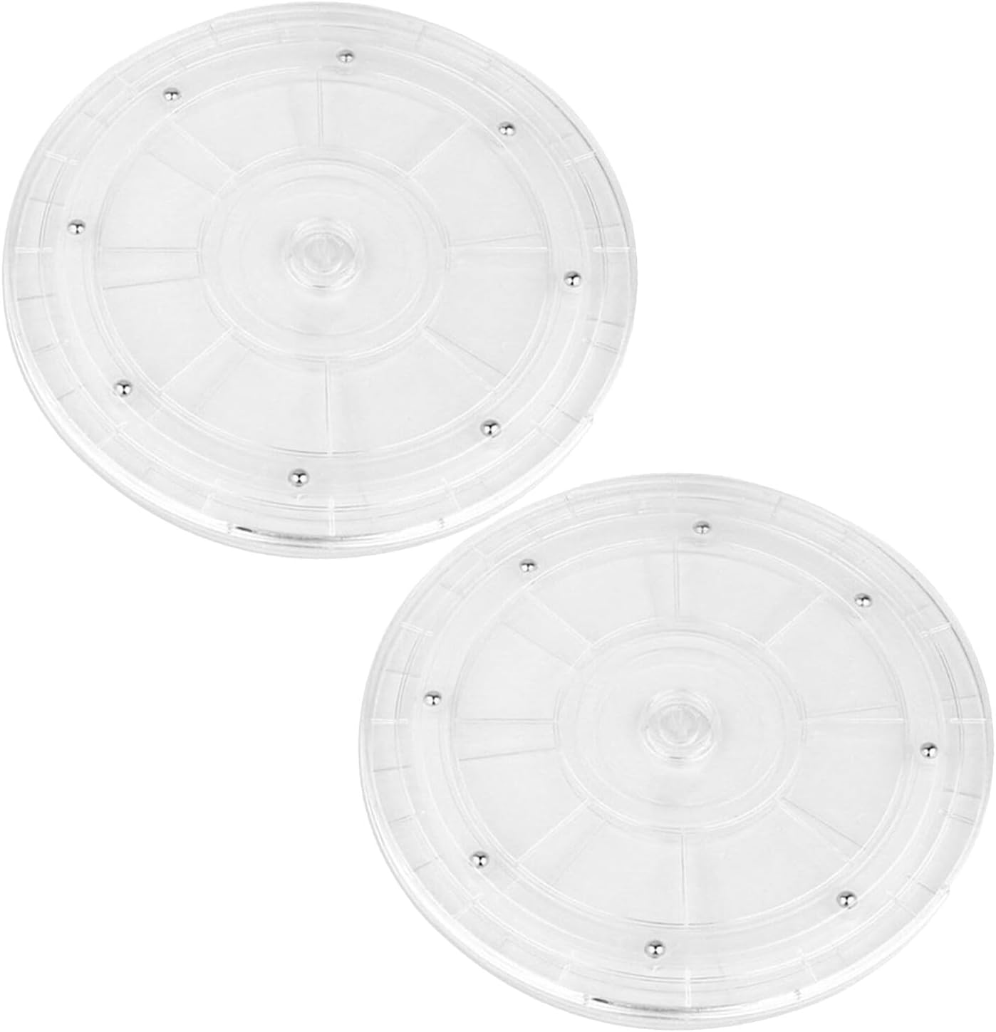 FUOYLOO 2pcs 9-inch Acrylic Turntable for Storage and Display, 360° Rotating Kitchen Organizer Tray, Multi-Functional Lazy Susan Spice Rack for Countertop and Cabinet