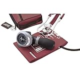 ADC Pro's Combo I Adult Pocket Aneroid/Scope Set with Prosphyg 788 Blood Pressure Sphygmomanometer, Adscope Sprague 641 Stethoscope, and Matching Nylon Carrying Case, Burgundy