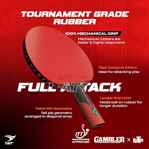 Image of Carbonix Neo Professional Table Tennis Racquet | ITTF Approved Gambler MECH-TEK Rubber | 7 Layer Blade with 1K Real Carbon | Basswood & Kiri Wood | High Spin & Speed Fast Attack TT Racquet