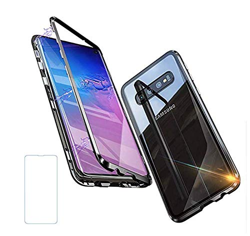 BETTERSHOP Couverture Coque magnétique Couleur Black Inclus dans Le Verre Avant TEMPÉRÉ pour Samsung S10+, [QI-CERTIFIÉ Support Recharge sans Fil]