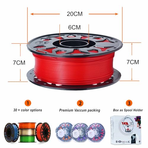 Image of WOL3D 1kg 2026 PLA PRO+ 3D Printing Filament - Improved Formula for Enhanced Strength & Flexibility, (Candy Red), Eco-Friendly, Compatible with Most FDM 3D Printers, Made in India.