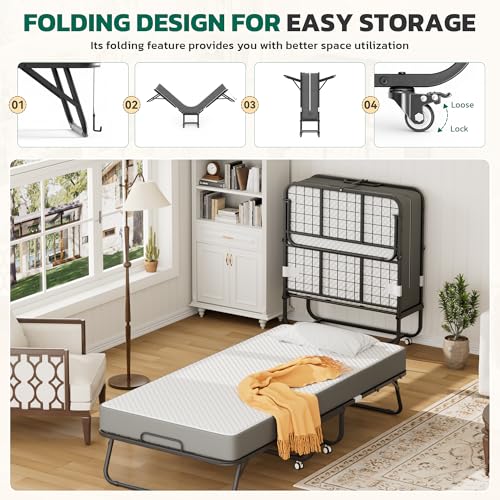 Greenvelly Folding Bed with 5 Inch Mattress
