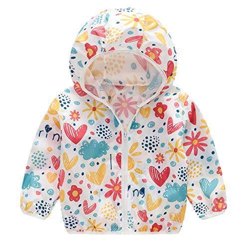Toddler Boys Girls Sunscreen Jackets Printing Cartoon Hooded Outerwear Zipper Coats Winter Coats for (Red, 2 Years)