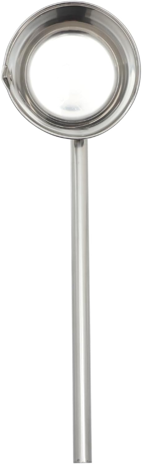 OUNONA Long Handle Stainless Steel Water Ladle Ergonomic Water Scoop for Kitchen Garden Use Easy to Handle for Cleaning Fruits Vegetables and Soups
