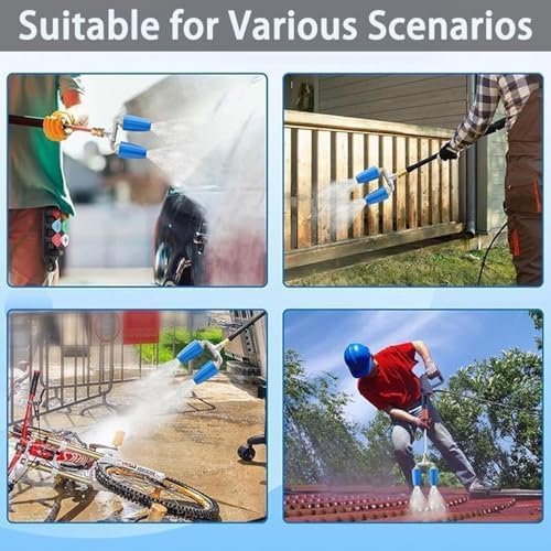 Dual/Triple Turbo Nozzle Pressure Washer, 3-in-1 Pressure Washer Nozzle, Rotating Nozzle Triple Nozzle Pressure Washer, 304 Stainless Steel for Driveway/Deck Clean (Triple)