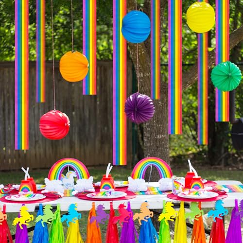 Image of 8 Rolls Crepe Paper Streamers, Rainbow Streamers Party Decorations for Birthday Baby Shower Bridal Shower Wedding Party Easter St Patrick's Day Pride Month