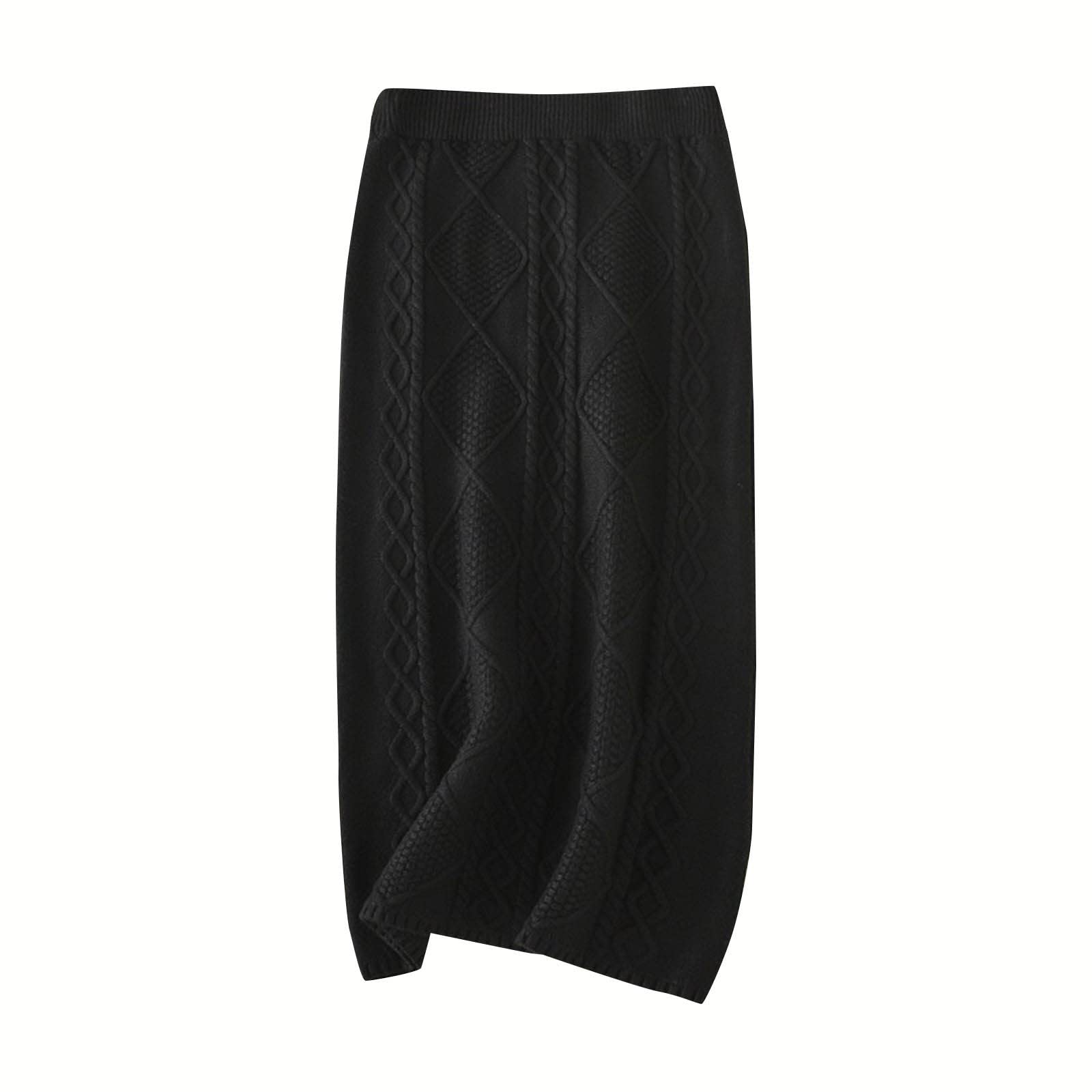Jupe tricotée en laine épaisse pour femmes jupe longue droite hiver - 5