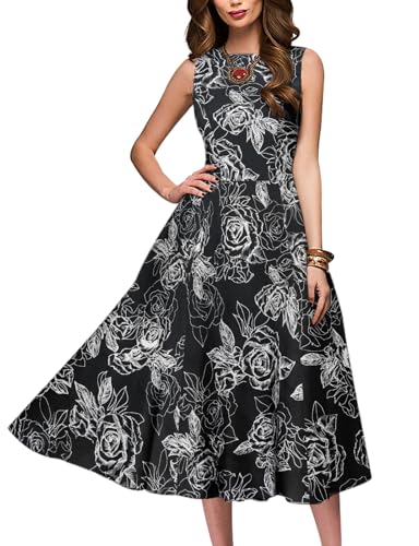Image of Simple Flavor Women's Vintage Dress Sleeveless O-Neck Party Cocktail Dress