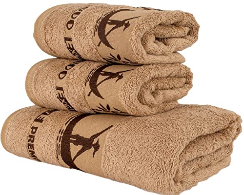 Yuna Genuine %100 Organic Bamboo Luxury Hamam Bath Towel Set, 3 Piece, Ultra Natural And Absorbent, Skin Care, Baby, Kitchen, Hotel, Gym&Spa, Spor, Use. (1Bath, 2Hand&Face Towels) (Brown) #TOP2