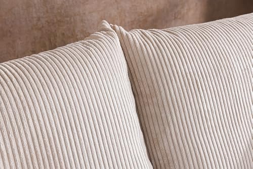 Riess Ambiente Design Ecksofa Atmosphere XL 245cm - Beige - Cord Federkern 3-Sitzer inkl. Kissen Eckcouch Couch Sofa – Bild 6