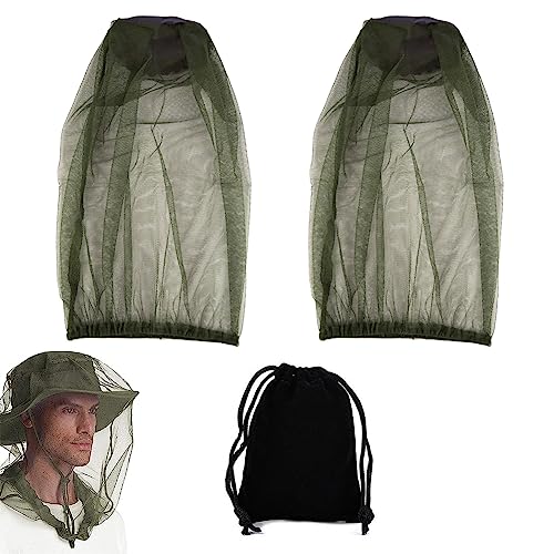 MFH Moskito Kopfnetz Mit Metallring - Abstandhaltend, Olive, 100% Nylon