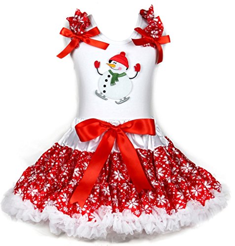 Conjunto navideño de falda y camisa roja con muñeco de nieve para niñas de 1 a 8 años