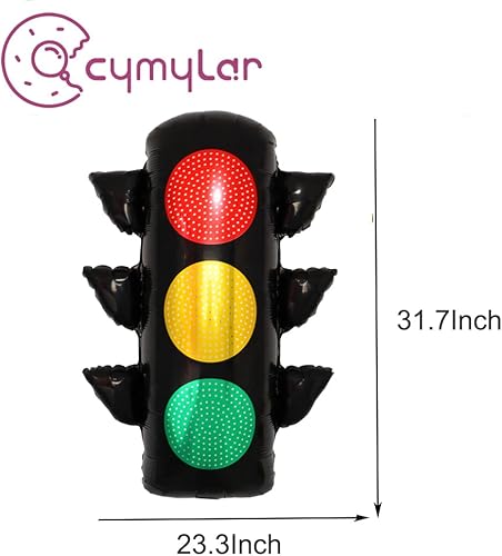 Miniatura 3 de Globo de decoración de fiesta de cumpleaños de coche de carreras, globos de papel de aluminio, cono de tráfico, bandera a cuadros, ruedas