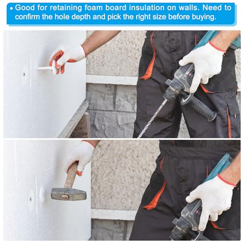 Image of PATIKIL 142mm Perforated Insulation Pins, 30 Pack Insulating Nails Wall Plug Plastic Expansion Bolt for Fixing Foam Boards to Masonry Wall or Ceiling