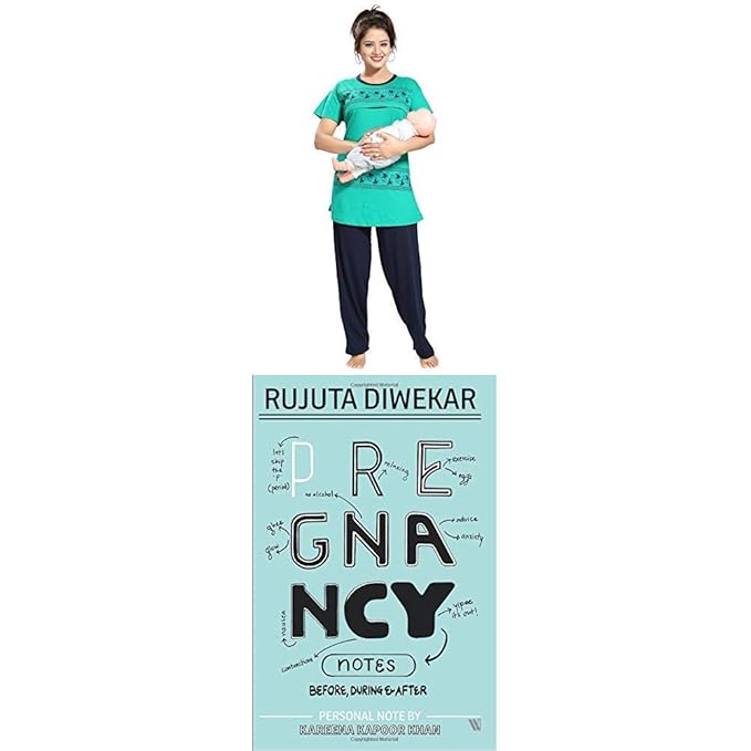 Women's Maternity Nightshirt & Pregnancy Notes: Before, During & After(NW0136_Sea Green_X-Large)
