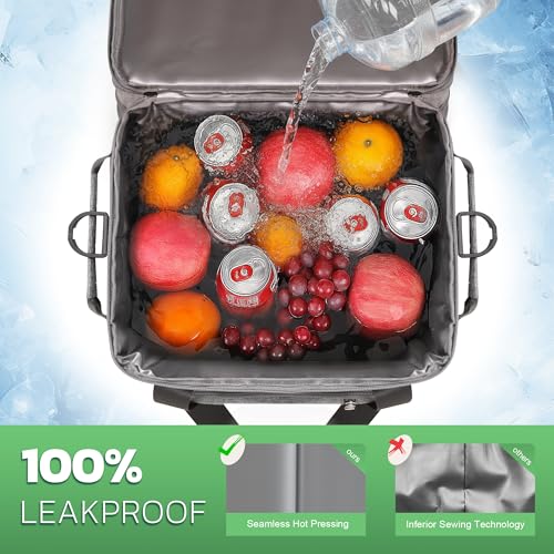 Image of MIYCOO Cooler Bag Double Deck - 60 Can Leakproof Insulated Portable Soft Lunch Cooler, Extra Large Expandable Ice Chest Cooler for Beach, Picnic, Camping, Shopping (Gray)