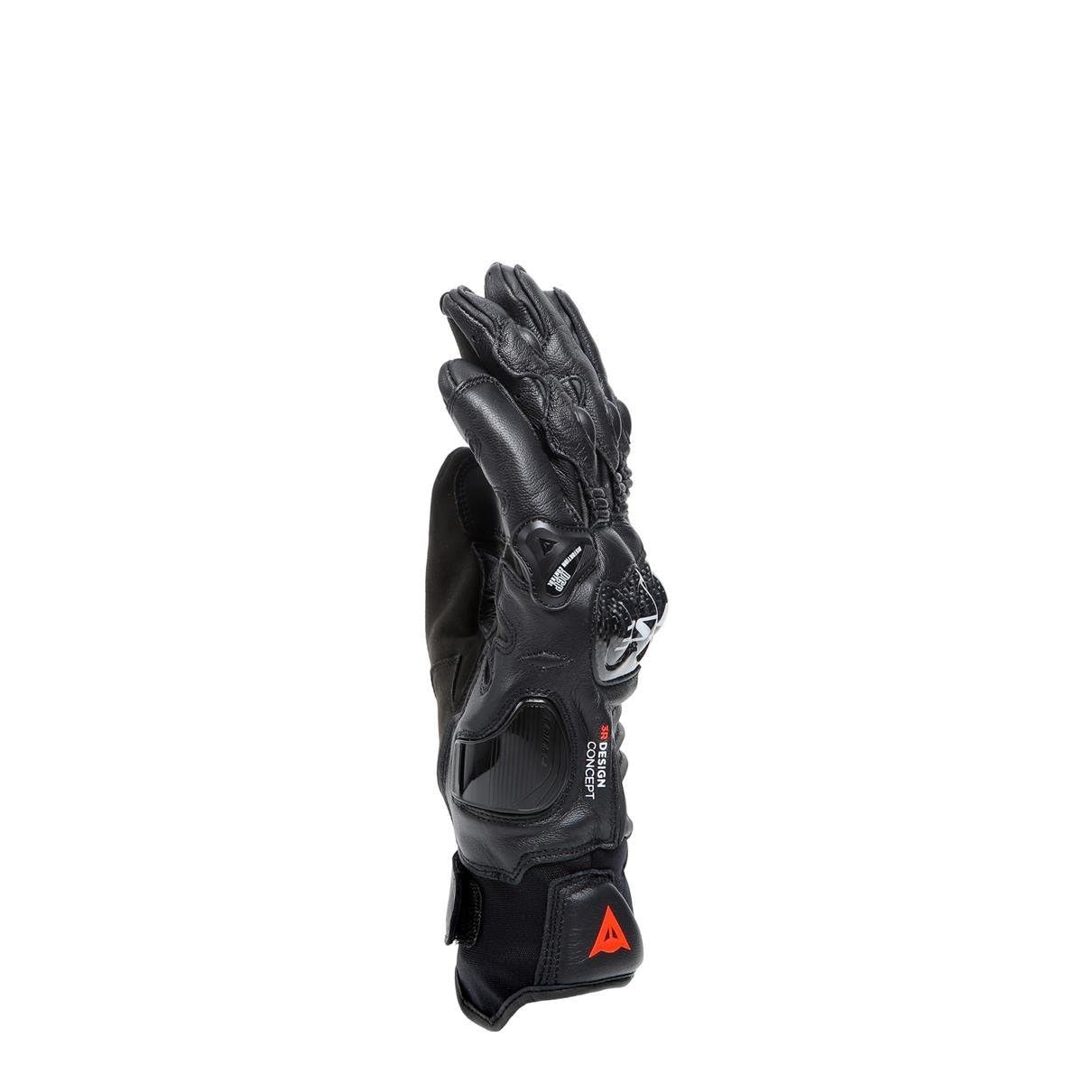 Dainese Carbon 4 Mens Short Leather Motorcycle Gloves Black/Black