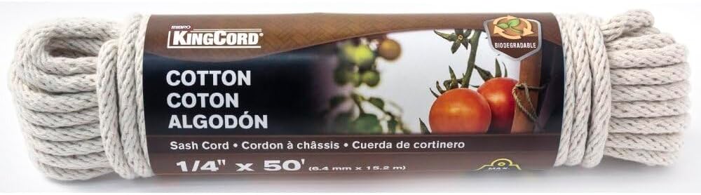 Mibro KingCord 342031BG 1/4" x 50 Cotton Smooth Braid Natural Rope