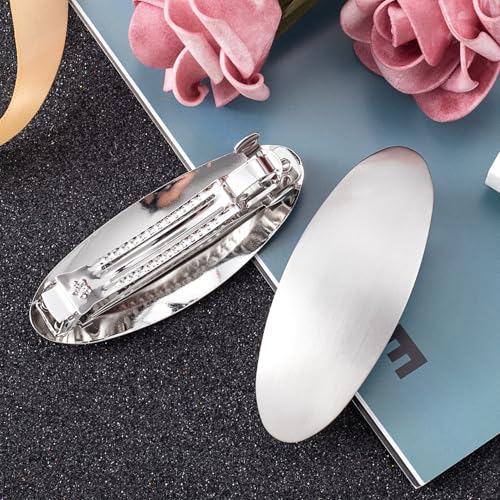 CustomyLife Presilha de cabelo oval de 7,6 cm vintage metal grande grampo de cabelo prata francês ca