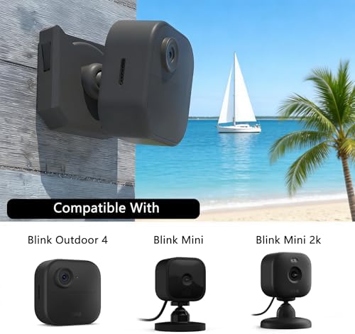 4 Pack for Blink Mini 2k Camera Outdoor 4 No Drill Wall Mount Bracket Adhesive Camera Holder Compatible with Blink Cameras (Black) - 3