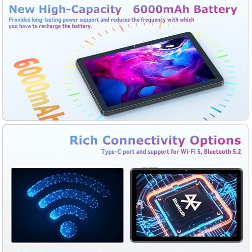 Image of 10 inch Android 15 Tablet with Case, 18GB + 128GB, 1TB Expansion, Octa-Core Compatible Widevine L1 Tablet with WiFi 5, 6000mAh, T310 CPU, High Performance, Processor