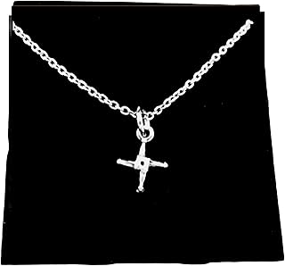 Tiny Saint Brigid Cross Necklace, Brigid of Kildare, Irish Goddess Cross, Protection from Evil, 20" Stainless Steel Cable Chain