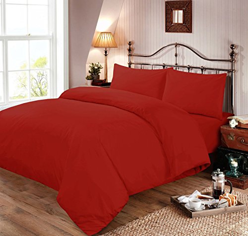 Nimsay Home - Juego de funda de edredón de polialgodón teñido, Polialgodón (48% algodón, 52% poliéster)., Rojo, matrimonio
