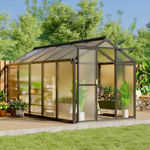 6x10 FT Greenhouse, Easy Assembly Aluminum Polycarbonate Greenhou...