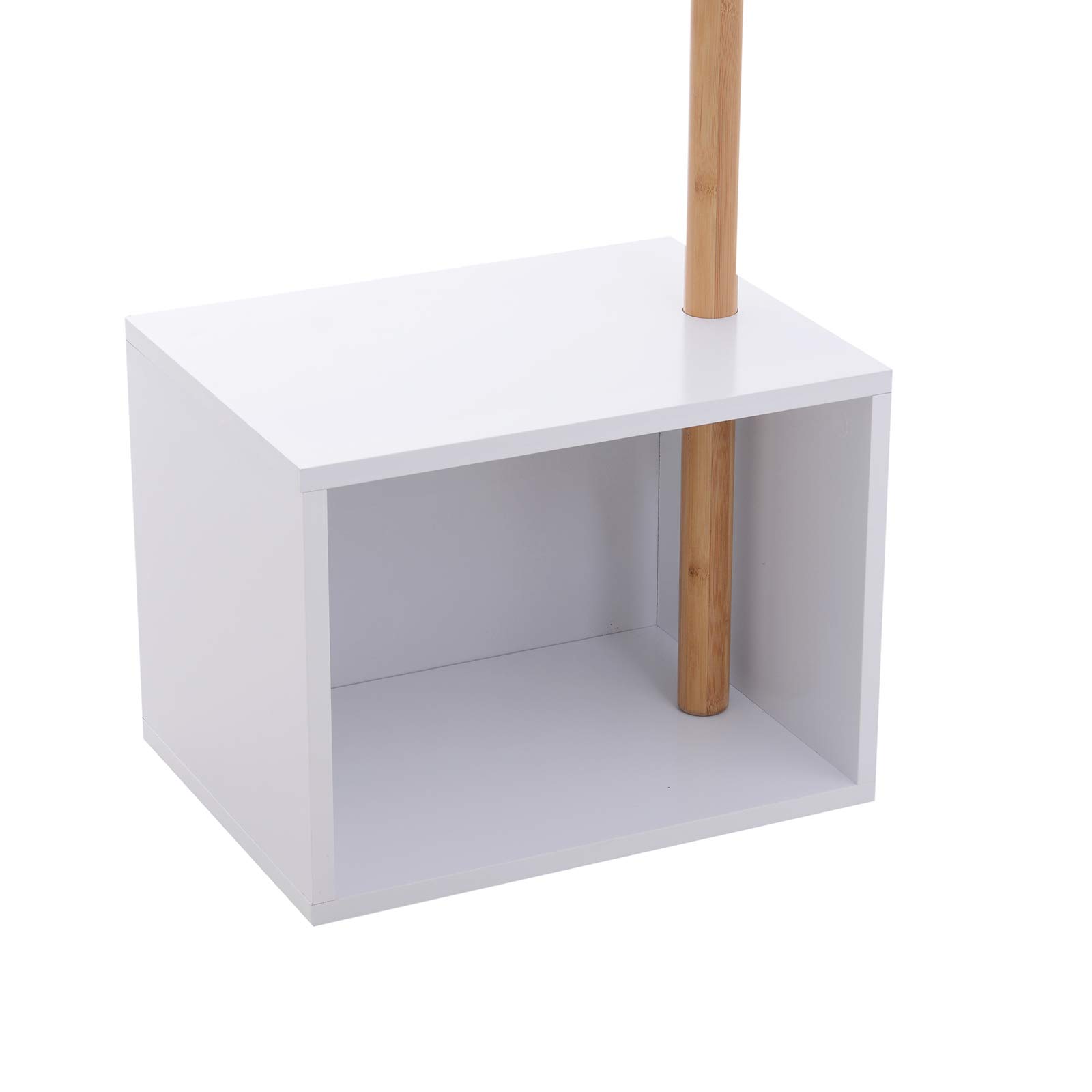 HOMCOM Perchero de Pie Zapatero Tipo Árbol Moderno 6 Ganchos 40x30x180cm | Colgador, para Colgar Ropa Bolsa, Banco con Almacenamiento, Pasillo Entrada, Bambú y MDF