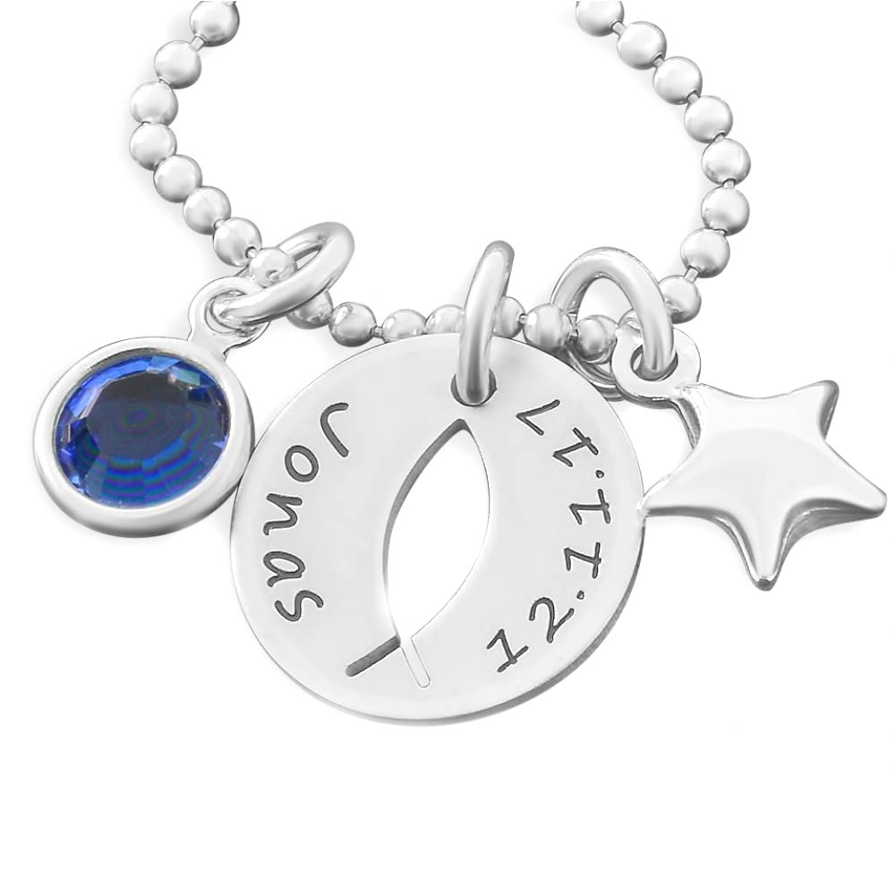 Taufkette Junge Silber Gravur Tauffisch Namenskette Taufe Taufschmuck Kette mit Fisch Geschenk Jungen Silberschmuck Heilige Taufe Taufketterl mit Namen | HANDMADE IN GERMANY