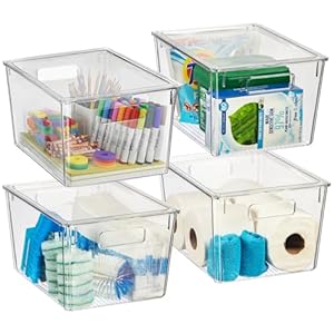 ClearSpace Plastic Storage Bins with Lids X-Large – Perfect Kitchen Organization, Desk Organizer or Pantry Storage – Desktop Organizer, Pantry Organization and Storage Bins, Cabinet Organizers