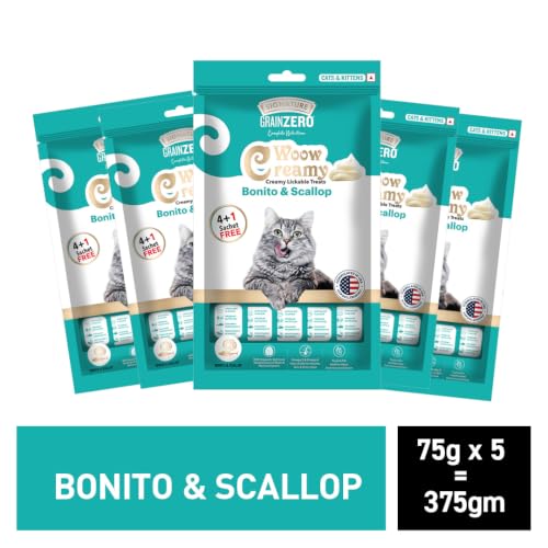 Image of Grain Zero Bonito & Scallop Creamy Cat Treat (75g x 5 Pouches) Total 375g
