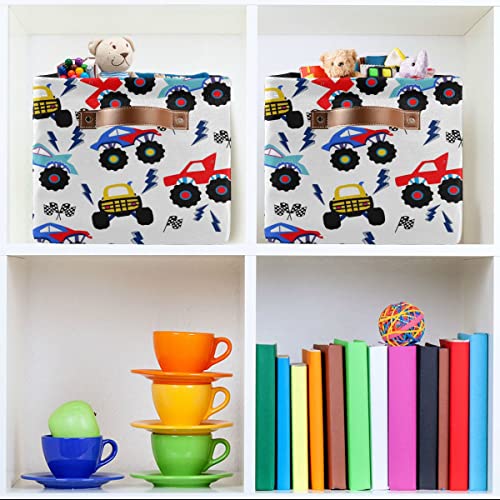Wamika G304152004 Monster Truck Toy Storage Basket Fabric Kitchen Baskets Race Cars Boys Toys Open Home Storage Bins Boxes Foldable Organizer Bag thumb #7