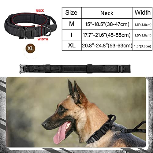 Queerelele Collier de Chien Rembourré Réglable Tactique avec Poignée de Commande pour Chiens Militaire de Taille Moyenne à Grandes, Entraînement (XL, Noir) – Image 3