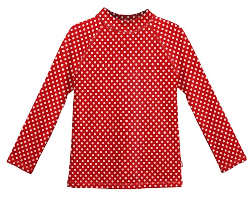 Image of Red & White Polka Dot Long Sleeve UPF 50+ Rashguard for Girls by City Threads