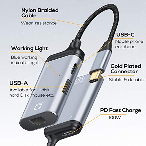 Puerto de datos USB C a Gigabit Ethernet RJ45 Lan conector para televisión y PC 2