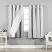 Best Home Fashion Mix & Match Tulle Sheer Lace and Blackout Curtain Set – Stainless Steel Nickel Grommet Top – Grey – 52"W x 63"L – (2 Curtains and 2 Sheer curtains)