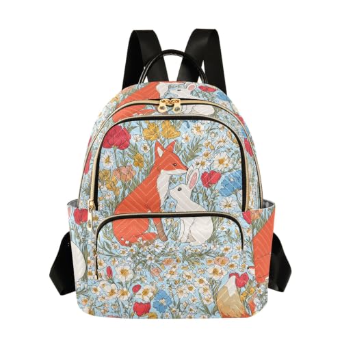 Sac à dos femme motif fleur de lapin renard style décontracté