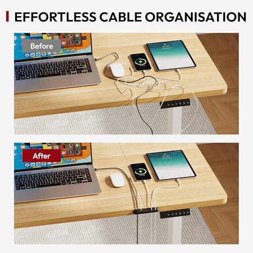 SANODESK QS Escritorio Elevable Eléctrico 180x80 cm, con Controlador de Pantalla Digital y Memoria, con Dos Ganchos, Escritorio Ergonómico para Oficina y Hogar -Arce - imagen 7