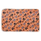 Sun Kea Soft Flannel Fleece Pet Dog Blanket Cute Paw Print Warm Puppy Cat Kitten Bed Cover Sleep Mat Pad for Small Animals Indoor Outdoor