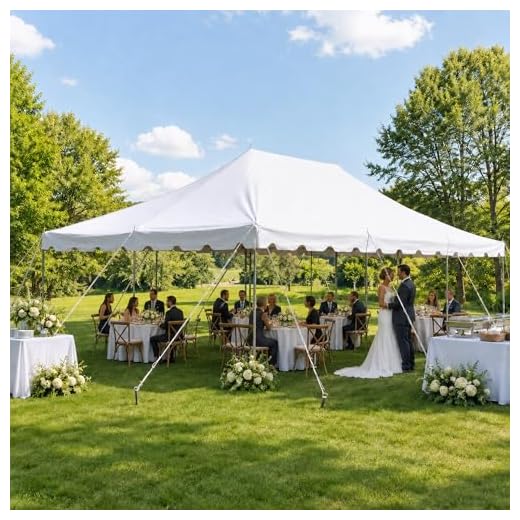 Party Tents Direct 20'x30' Weekender Standard Canopy Pole Tent - Easy Up Canopy Tent with 120 Person Capacity - Outdoor Canopies for Parties, Weddings, & Events (White)