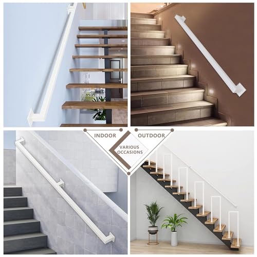 Rampe d'escalier blanche de 240 cm avec pièces d'escalier murales - 8