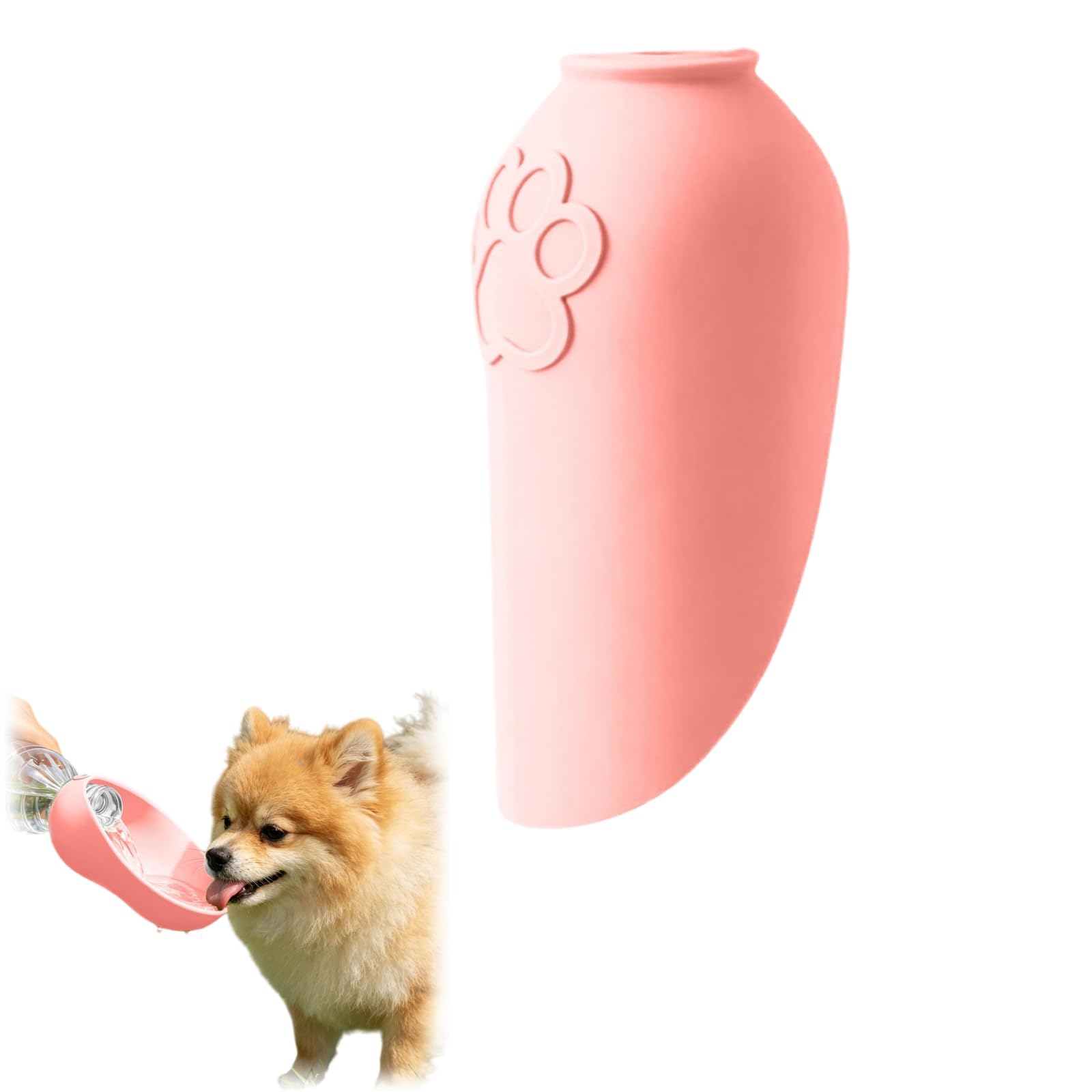 Portable Dog Water Bottle 2 Pack – Travel Pet Hydration Cup | Silicone Leakproof Drinking Bottle For Dogs Outdoor Walks Hiking Lightweight Water Feeder Bowl Dispenser (Pink)