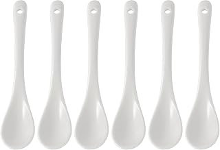 Mosuji Set of 6 Premium White Porcelain Coffee Spoons - 5.12" for Espresso, Tea, Desserts, Sauces & More