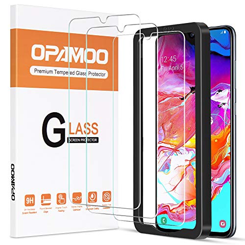 opamoo Vetro Temperato Samsung Galaxy A70, [3 Pezzi] Pellicola Protettiva per Samsung Galaxy A70 con Cornice di allineamento, 9H Senza Bolle Protezione Schermo per Samsung Galaxy A70 Film