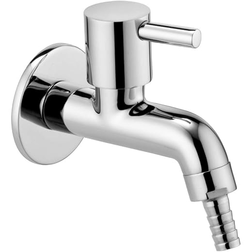 Brass Nozzle Bib Cock with Wall Flange (Chrome)