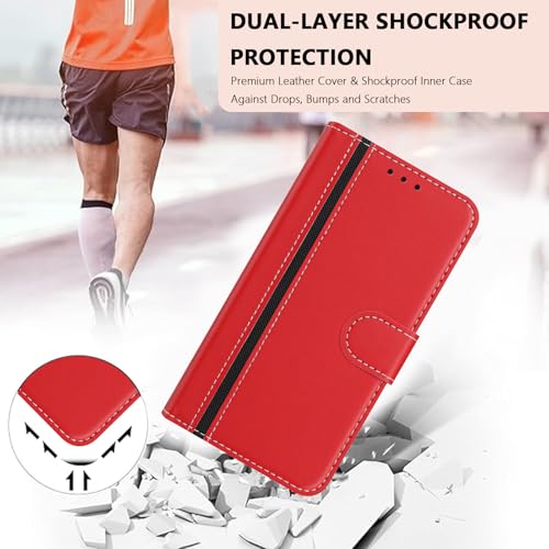 Leren iPhone 16e hoesje met portemonnee, magnetische sluiting, kaartvakken, standfunctie en schokbescherming - Afbeelding 4