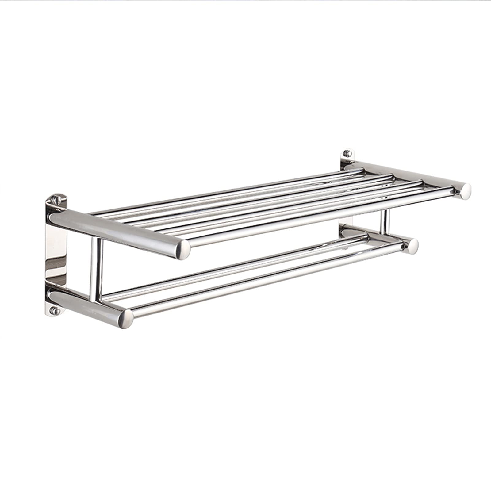 LMYSXAOZ Home Bath Towel Rack Holder, SUS 304 Stainless Steel Widening and Thickening Storage Shelves, Wall Mounted Double Layer Rod Bathroom Kitchen Accessories (40cm/50cm/60cm/80cm) (Size : 80cm)